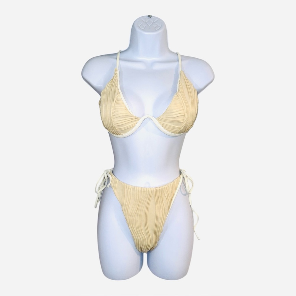 ZAFUL Ribbed Monowire Tie Side Bikini Set Large NWT